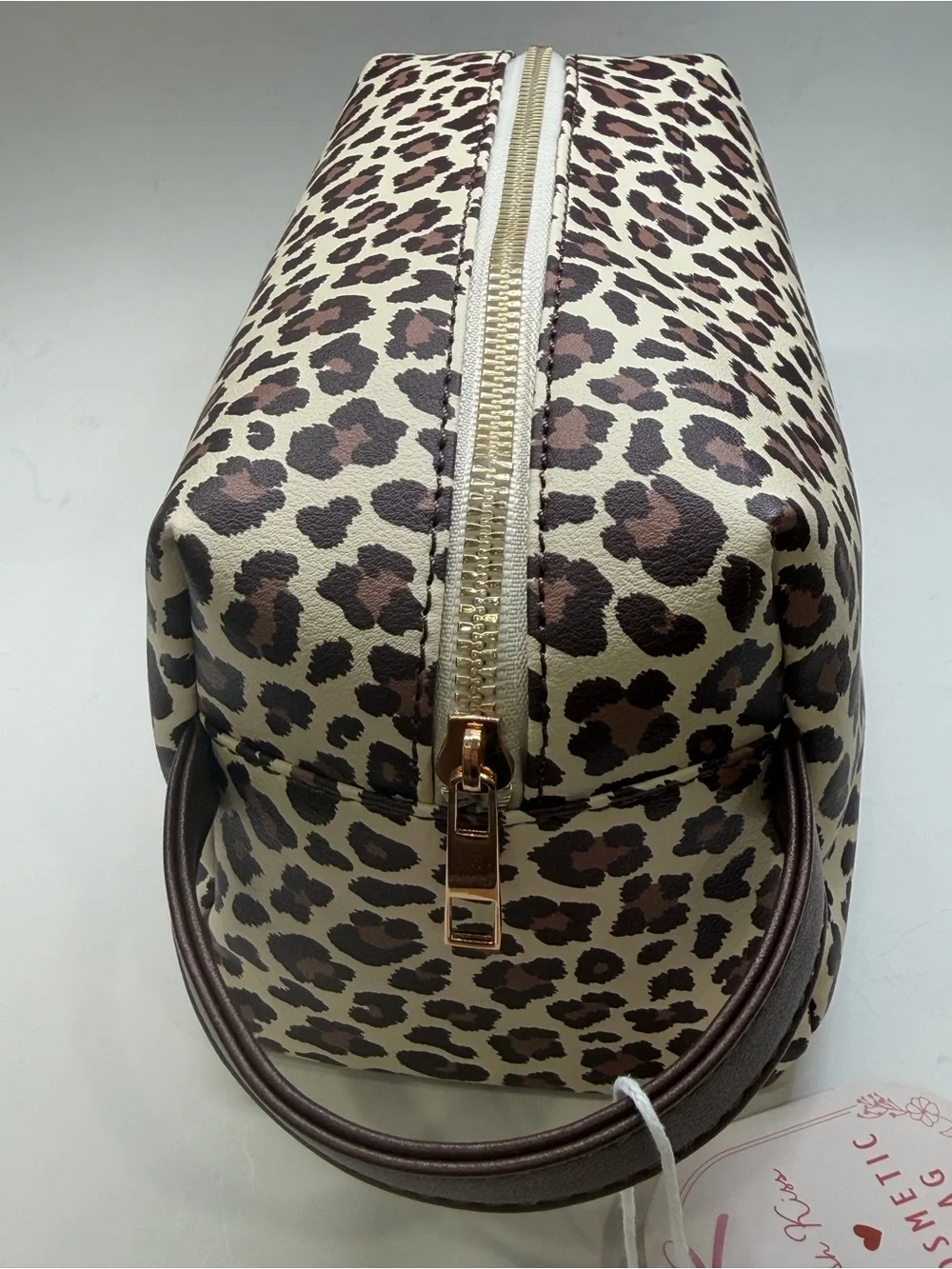 Leopard Print Cosmetic Pouch in Beige and Brown